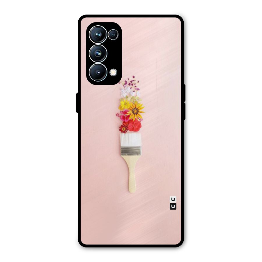 Painted Flowers Metal Back Case for Oppo Reno5 Pro 5G
