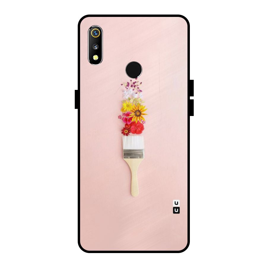 Painted Flowers Metal Back Case for Realme 3i