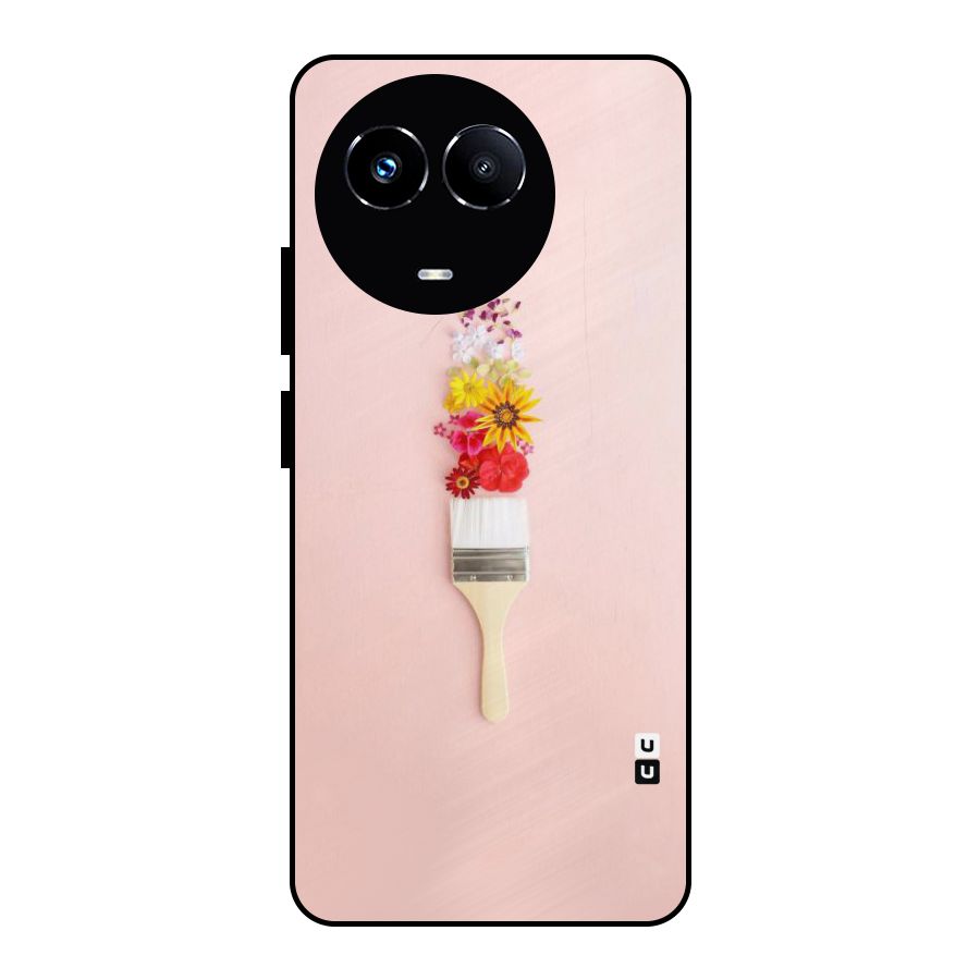 Painted Flowers Metal Back Case for Realme Narzo 60X