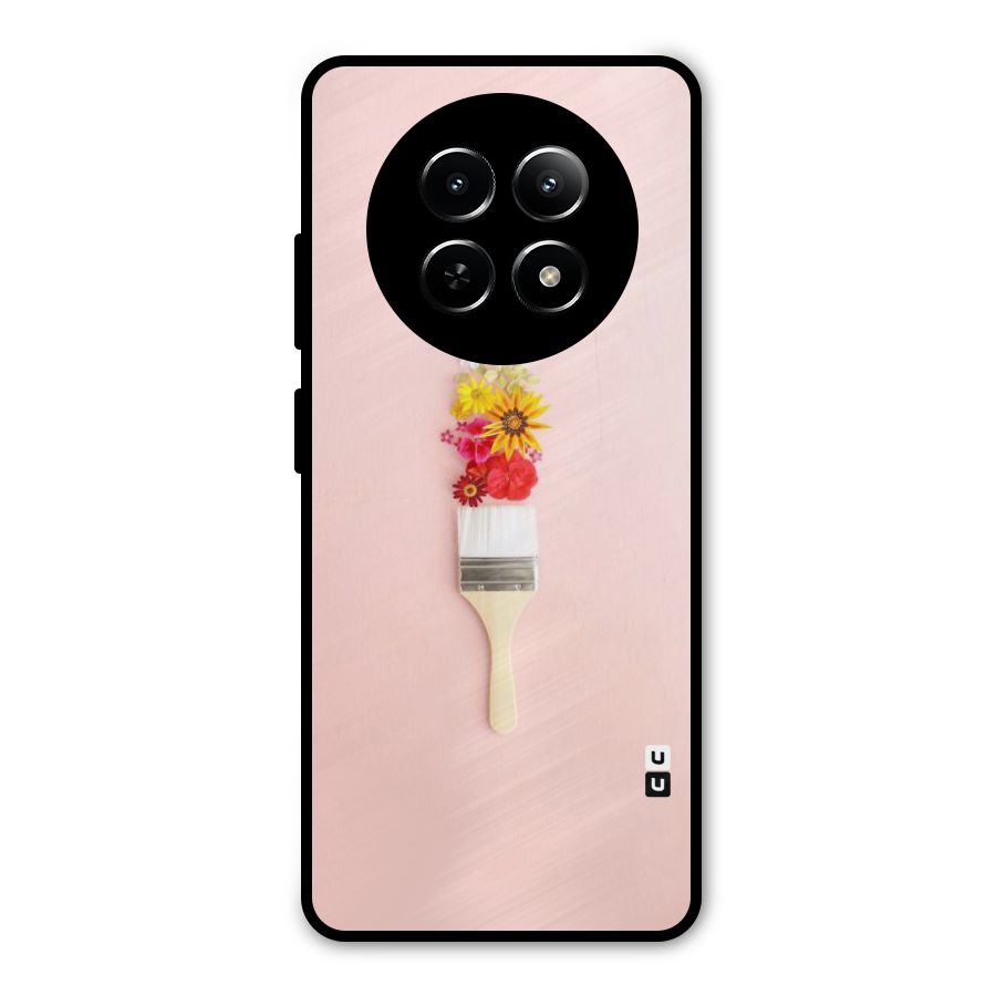 Painted Flowers Metal Back Case for Realme Narzo 70x 5G