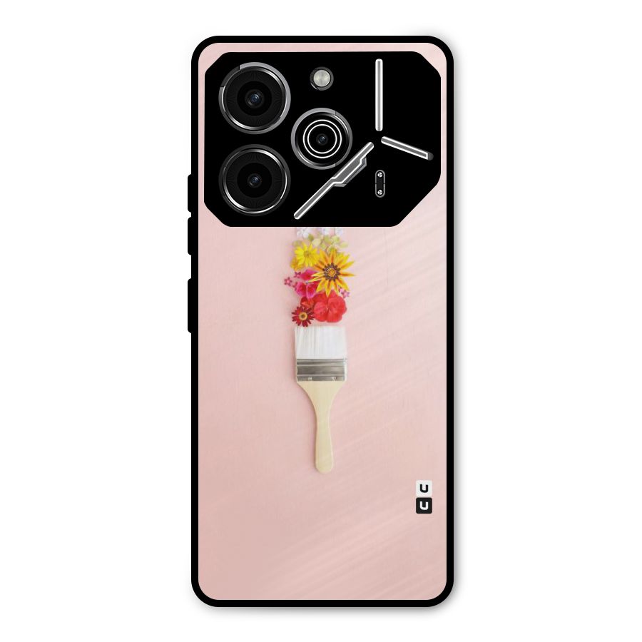 Painted Flowers Metal Back Case for Tecno Pova 6 Pro