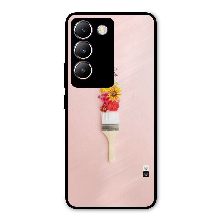 Painted Flowers Metal Back Case for Vivo T3 5G