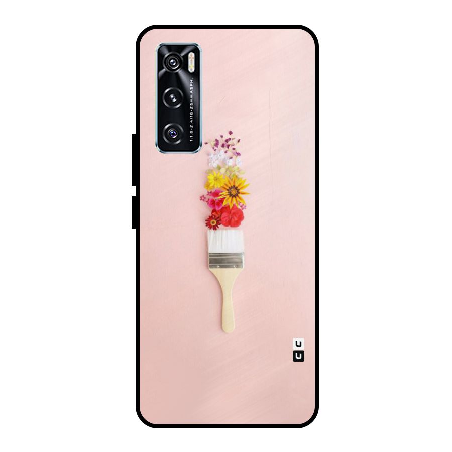 Painted Flowers Metal Back Case for Vivo V20 SE