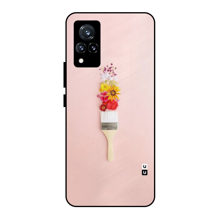 Painted Flowers Metal Back Case for Vivo V21 5G
