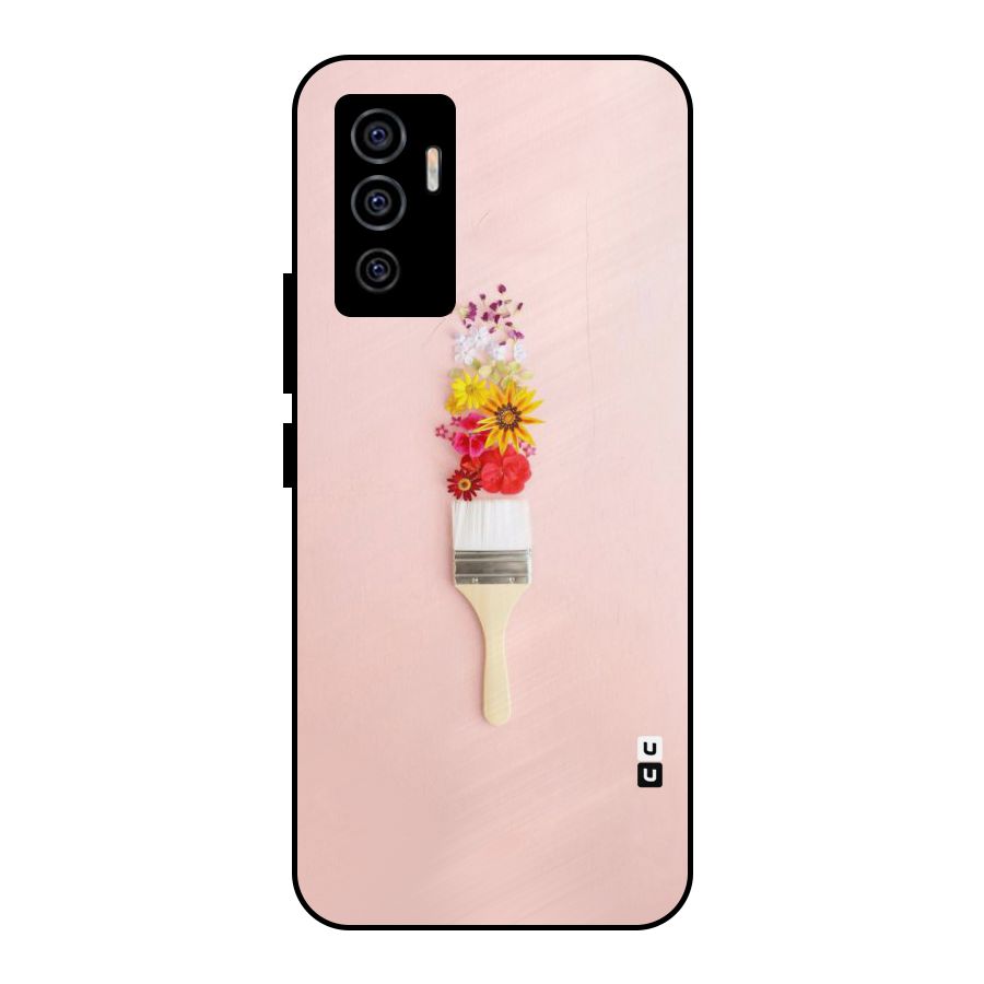 Painted Flowers Metal Back Case for Vivo V23e