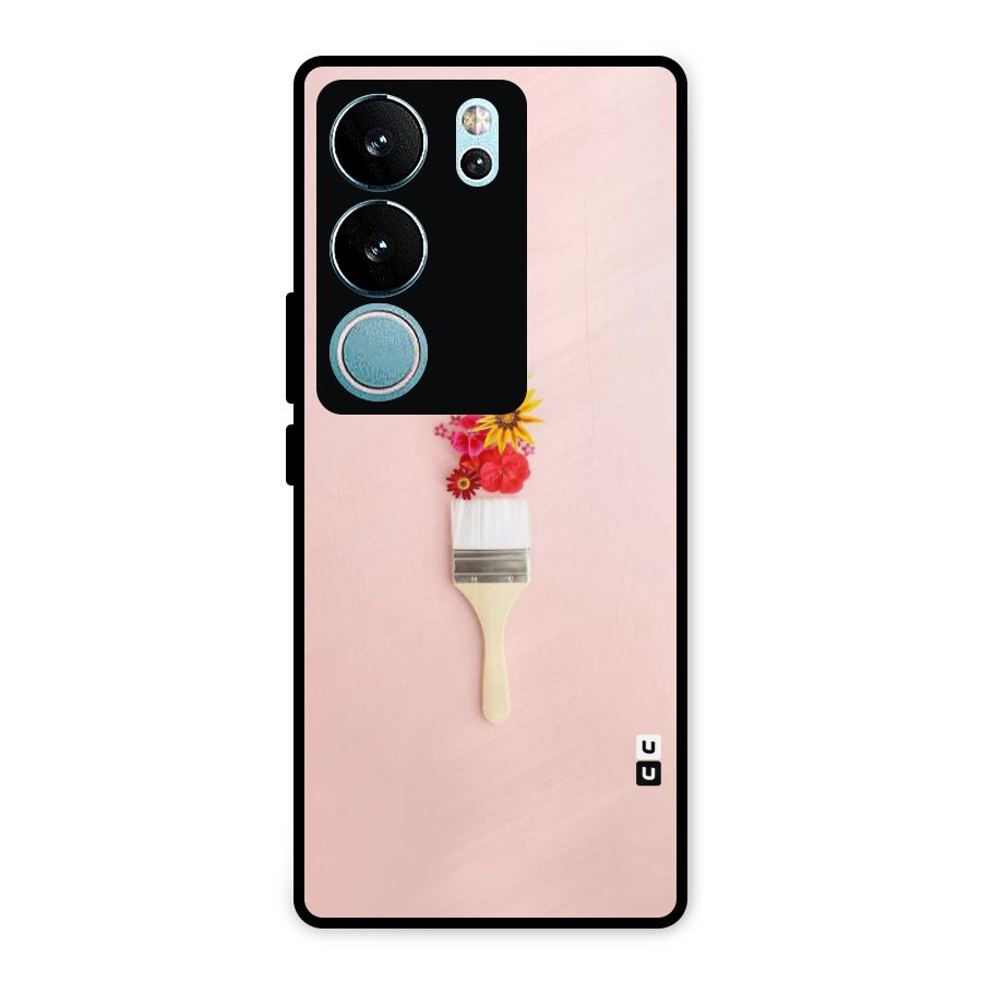 Painted Flowers Metal Back Case for Vivo V29 Pro