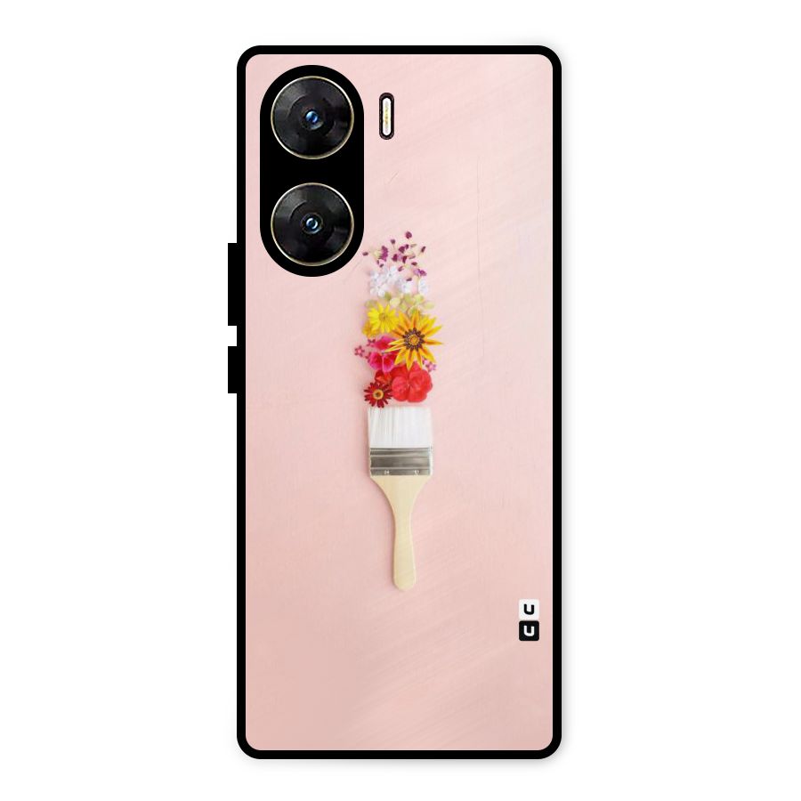 Painted Flowers Metal Back Case for Vivo V29e
