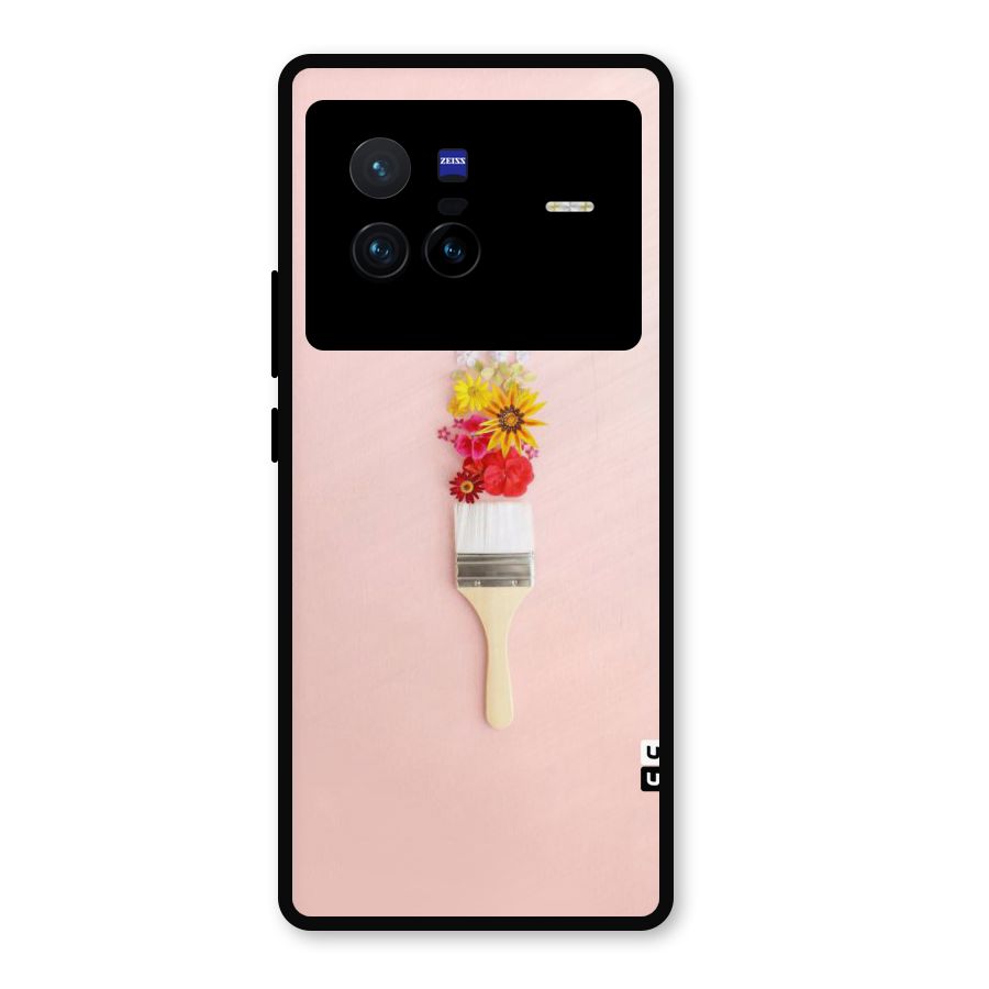 Painted Flowers Metal Back Case for Vivo X80
