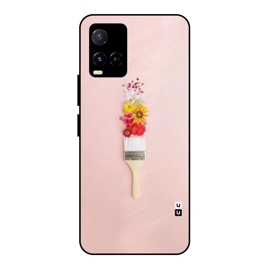 Painted Flowers Metal Back Case for Vivo Y21