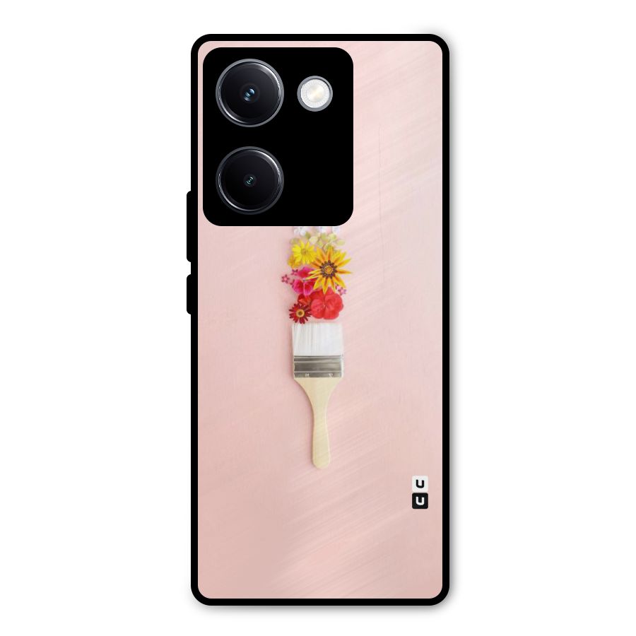 Painted Flowers Metal Back Case for Vivo Y300 Plus