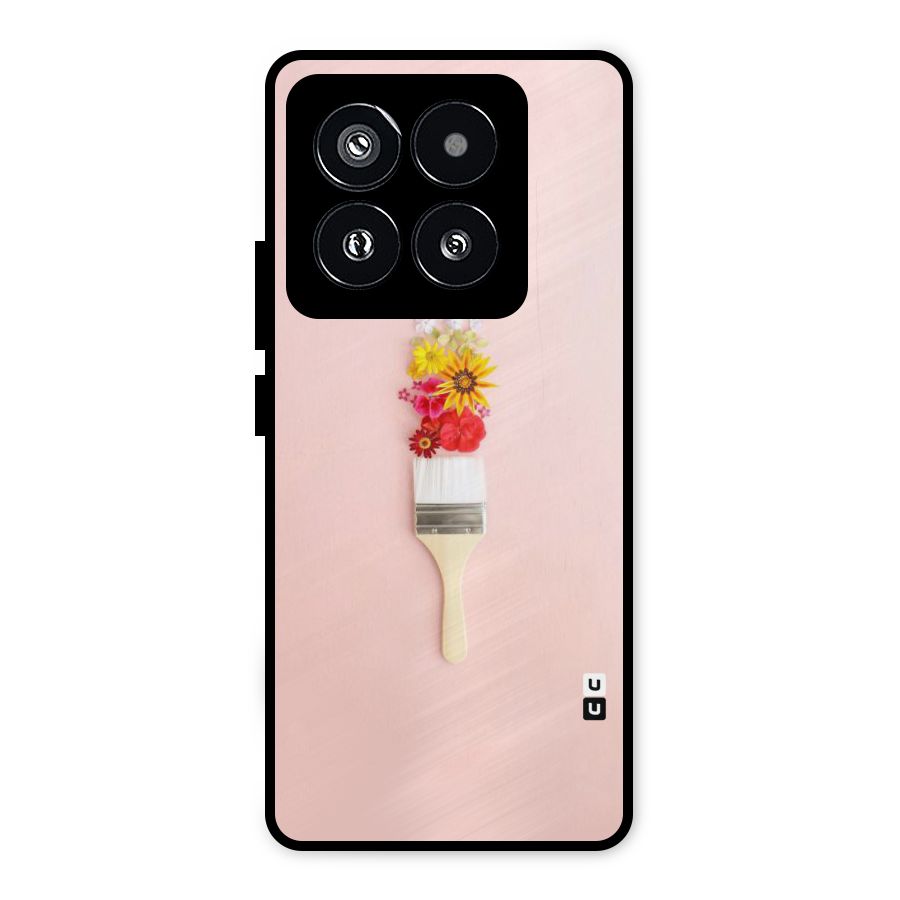 Painted Flowers Metal Back Case for Xiaomi 14 Pro