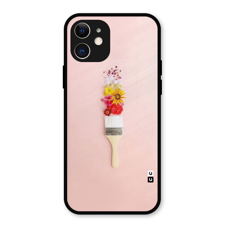 Painted Flowers Metal Back Case for iPhone 12