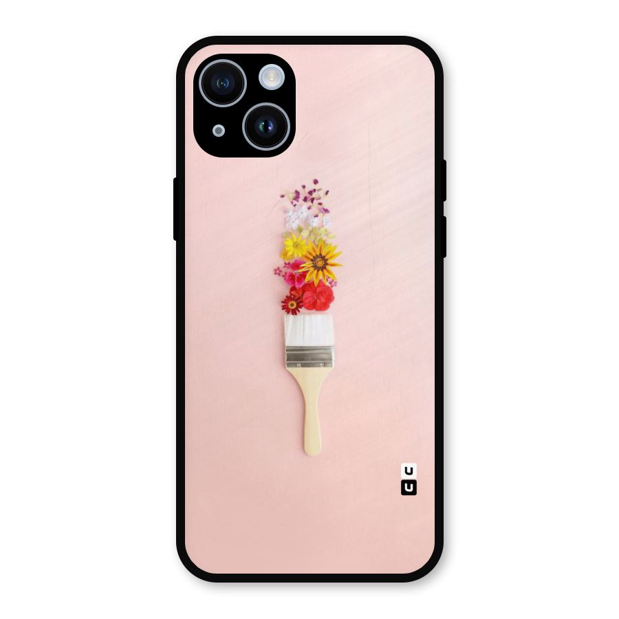 Painted Flowers Metal Back Case for iPhone 14