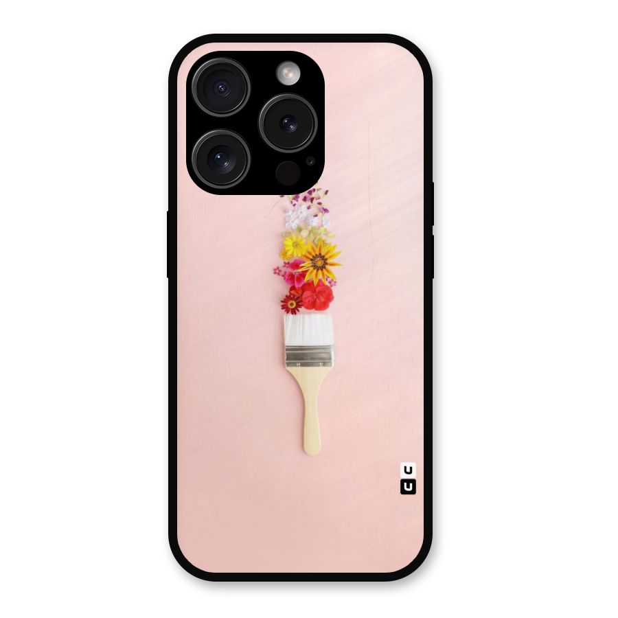 Painted Flowers Metal Back Case for iPhone 15 Pro