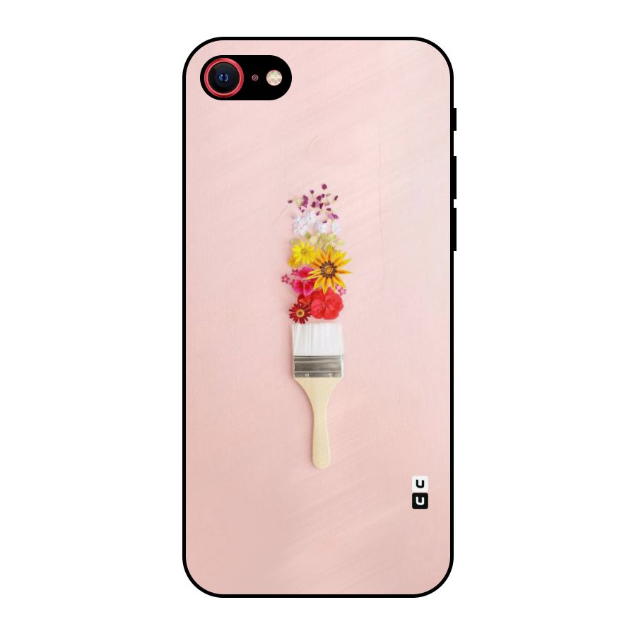 Painted Flowers Metal Back Case for iPhone SE 2022