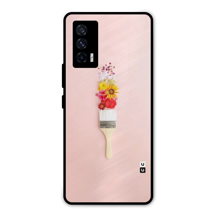 Painted Flowers Metal Back Case for iQOO 7 5G