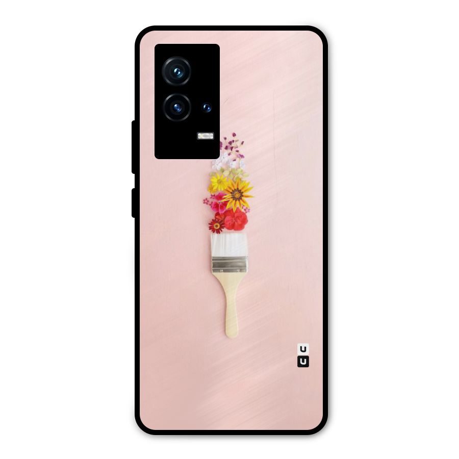 Painted Flowers Metal Back Case for iQOO 9 5G