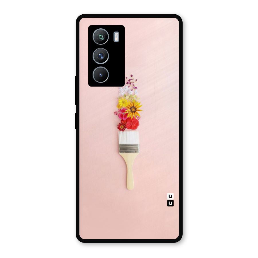 Painted Flowers Metal Back Case for iQOO 9 SE