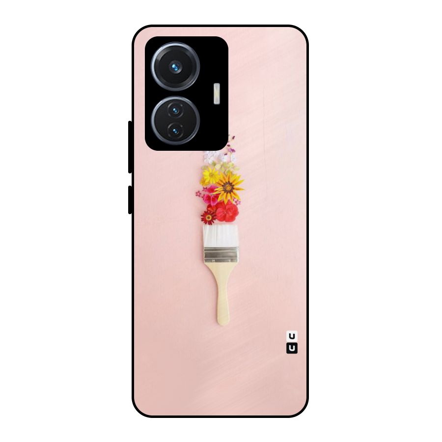 Painted Flowers Metal Back Case for iQOO Z6 44W