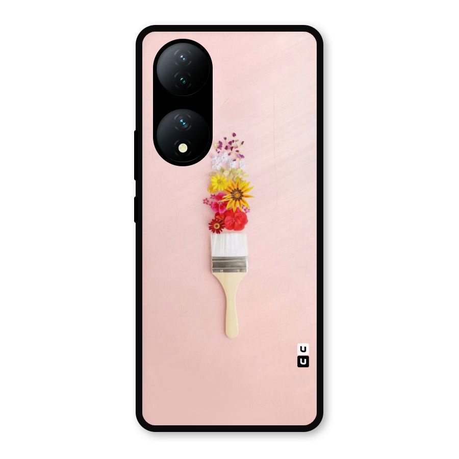 Painted Flowers Metal Back Case for iQOO Z7s