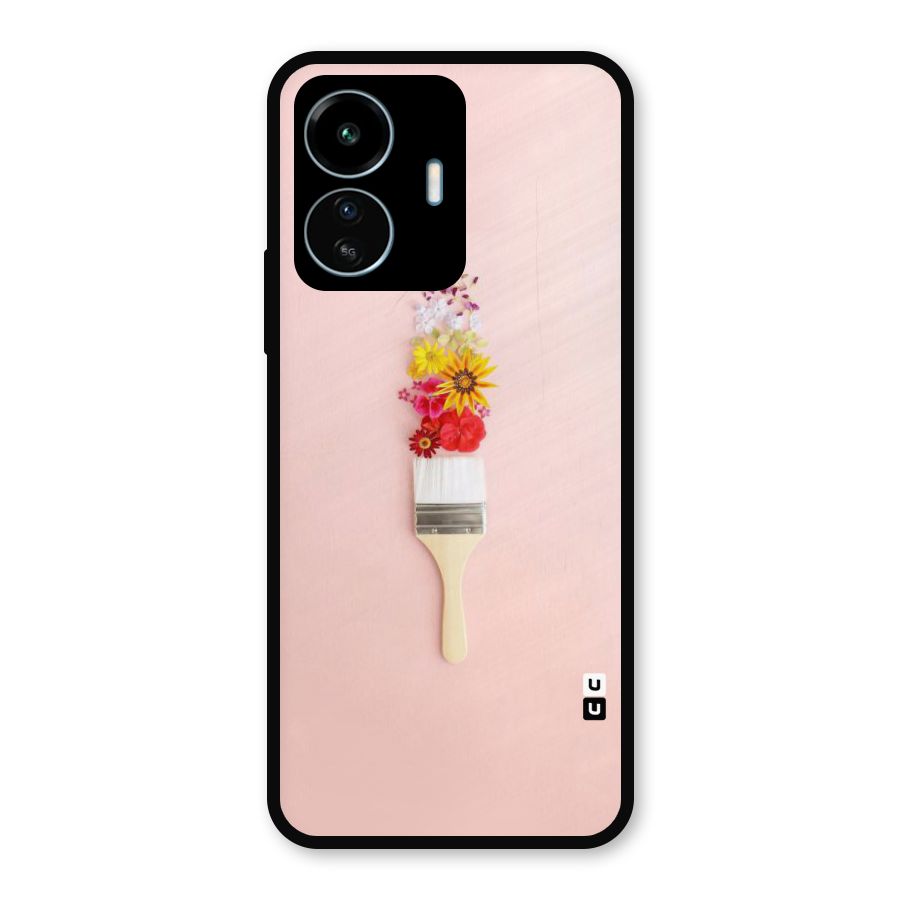 Painted Flowers Metal Back Case for vivo iQOO Z6 Lite 5G