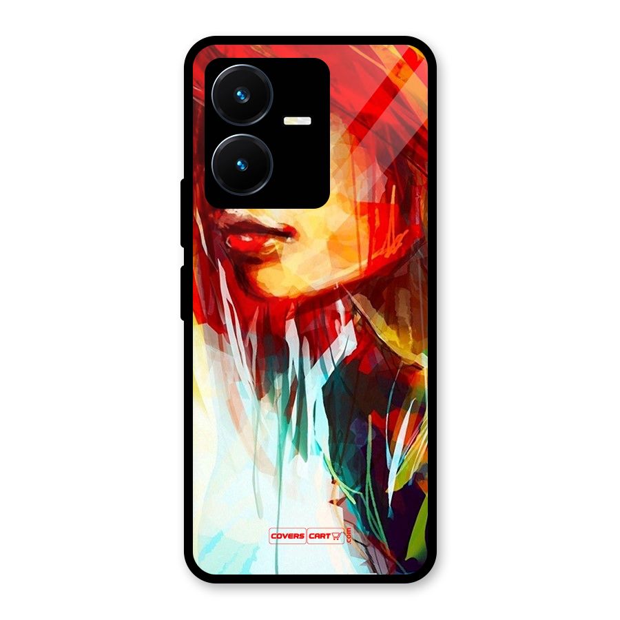 Painted Girl Glass Back Case for Vivo Y22s