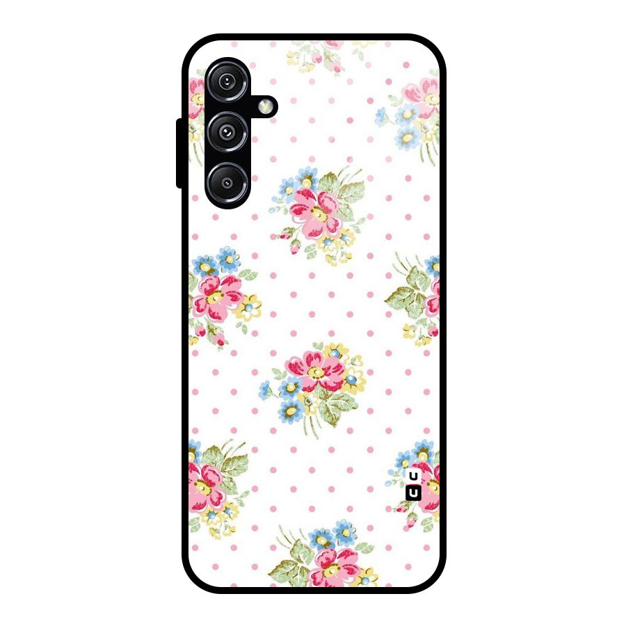 Painted Polka Floral Glass Back Case for Galaxy M34 5G