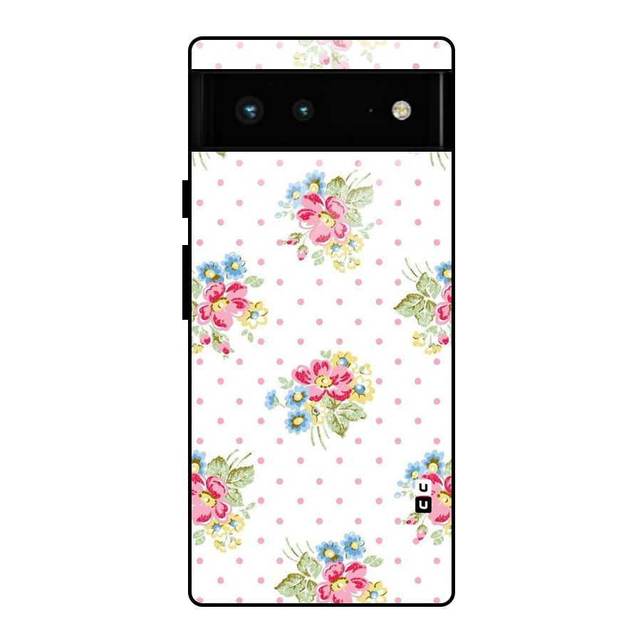 Painted Polka Floral Glass Back Case for Google Pixel 6