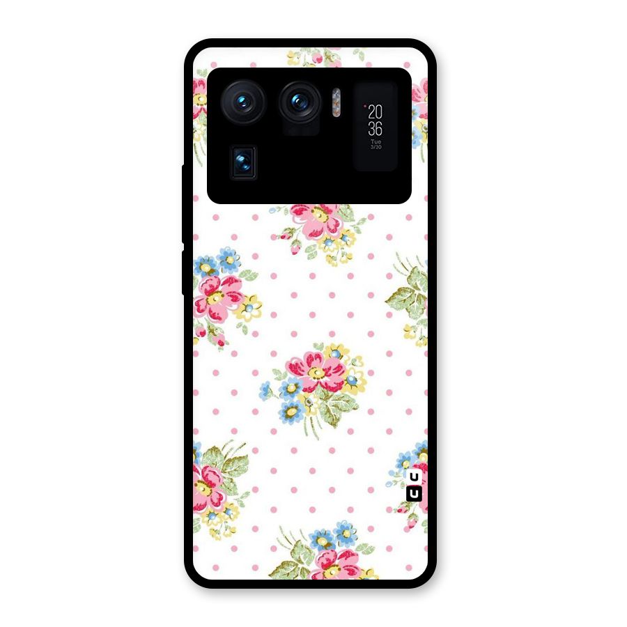 Painted Polka Floral Glass Back Case for Mi 11 Ultra