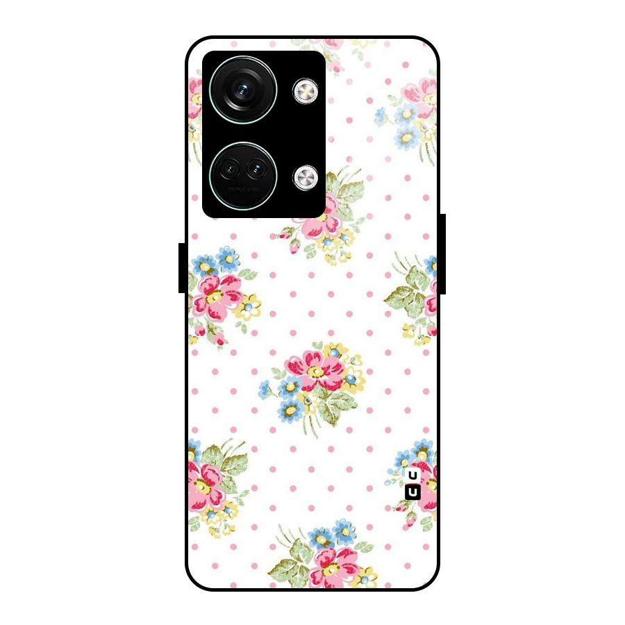 Painted Polka Floral Glass Back Case for Oneplus Nord 3