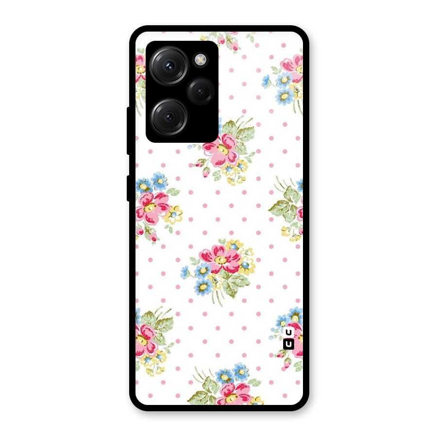 Painted Polka Floral Glass Back Case for Poco X5 Pro
