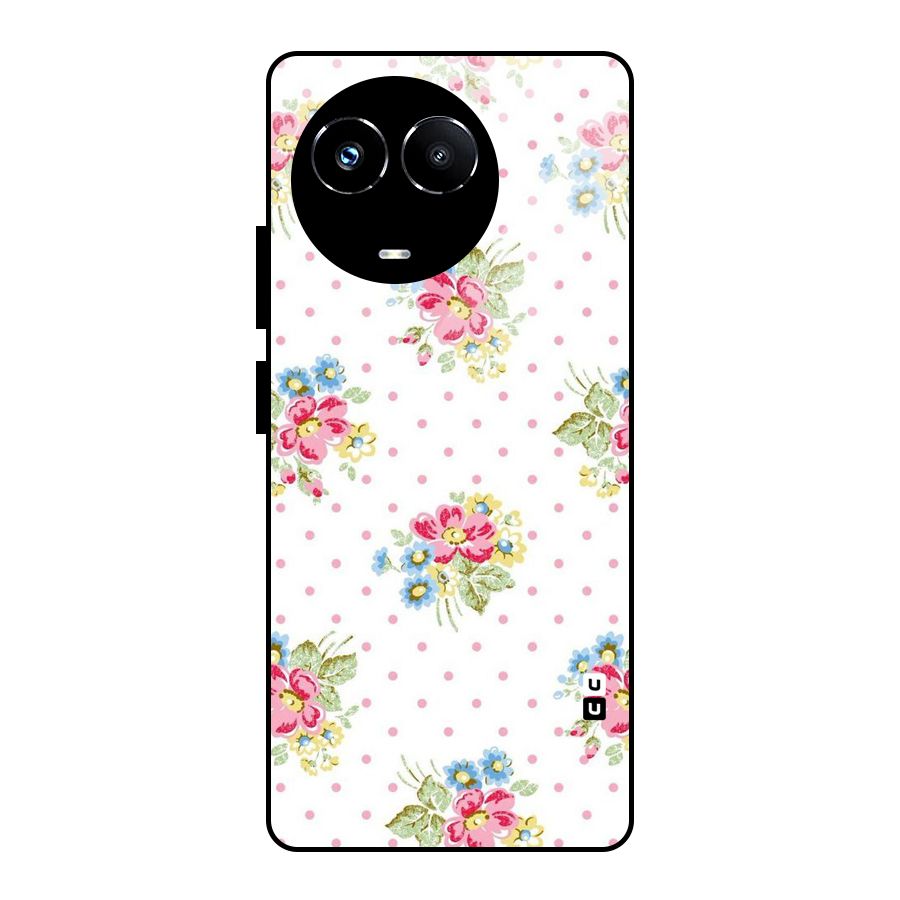 Painted Polka Floral Glass Back Case for Realme 11X