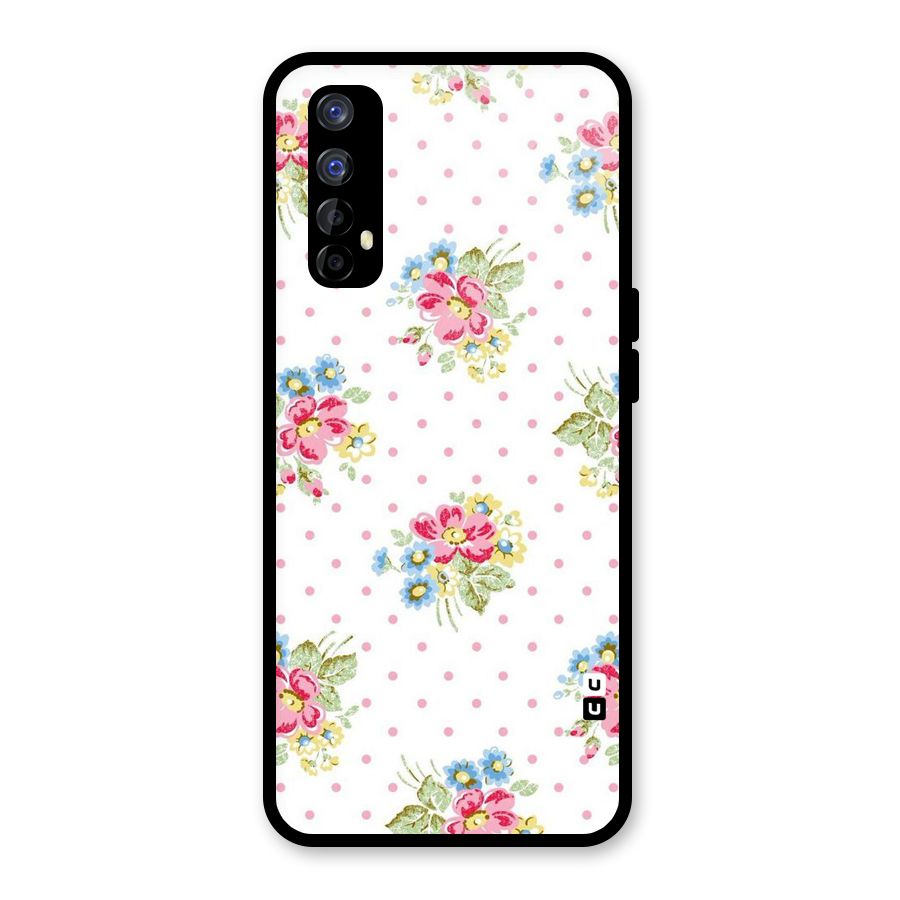 Painted Polka Floral Glass Back Case for Realme Narzo 20 Pro