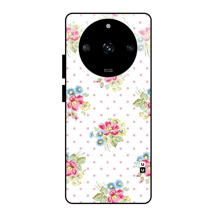 Painted Polka Floral Glass Back Case for Realme Narzo 60 5G