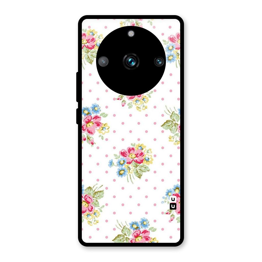 Painted Polka Floral Glass Back Case for Realme Narzo 60 Pro