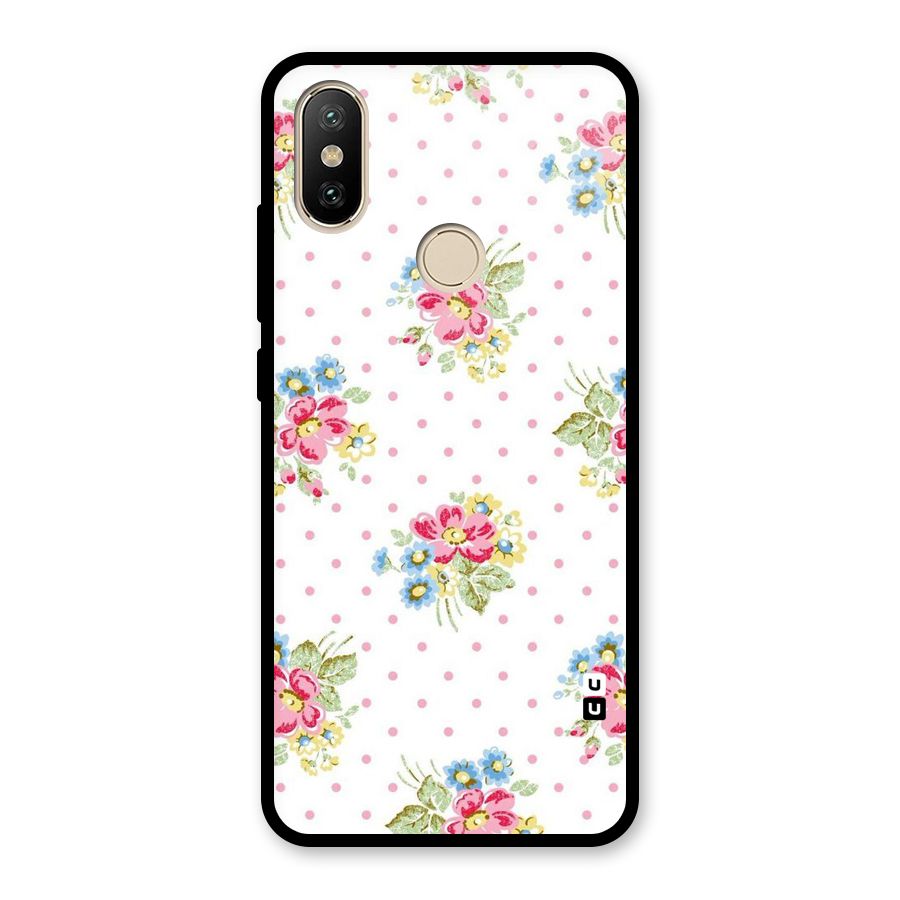 Painted Polka Floral Glass Back Case for Redmi A2