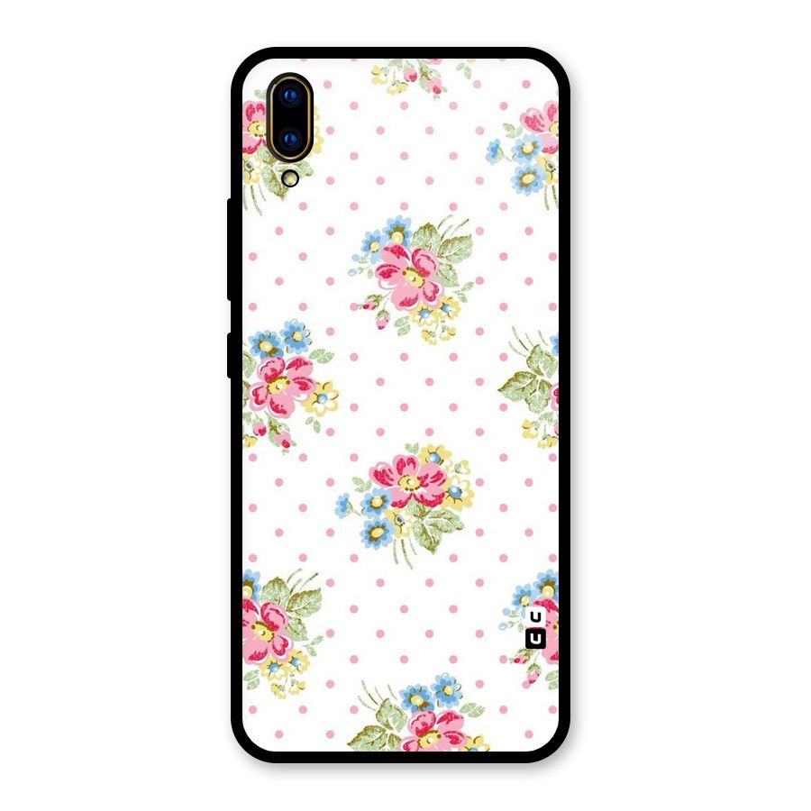 Painted Polka Floral Glass Back Case for Vivo V11 Pro