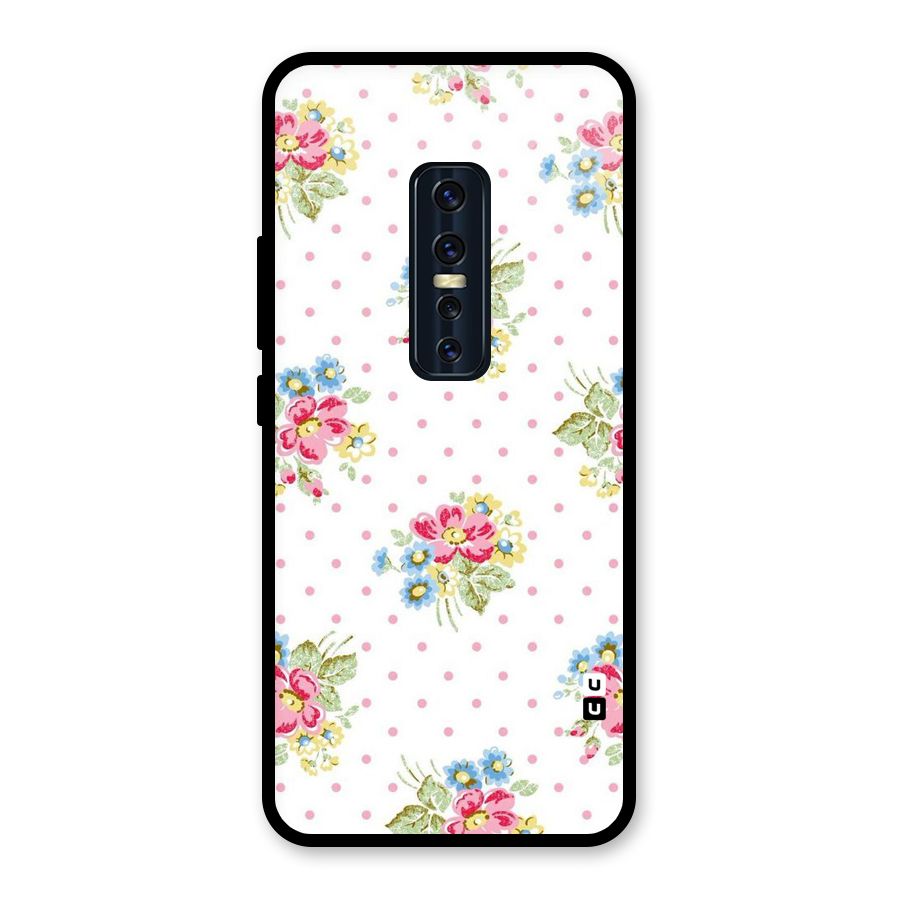 Painted Polka Floral Glass Back Case for Vivo V17 Pro