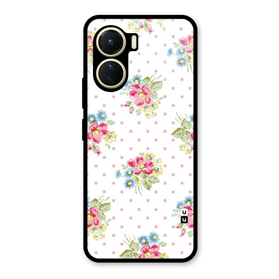 Painted Polka Floral Glass Back Case for Vivo Y16