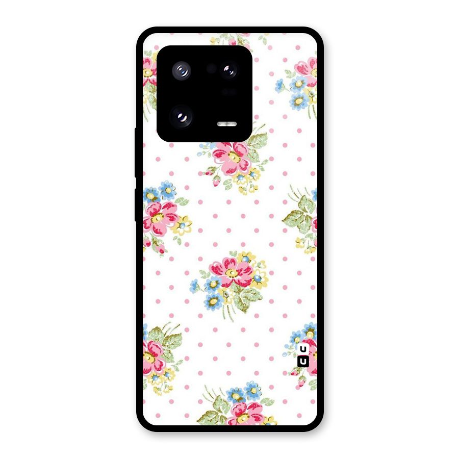 Painted Polka Floral Glass Back Case for Xiaomi 13 Pro