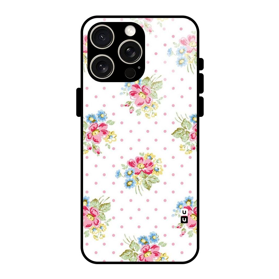 Painted Polka Floral Glass Back Case for iPhone 15 Pro Max