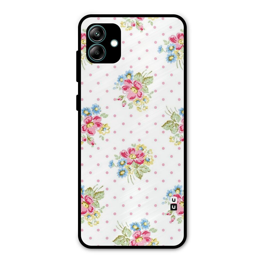 Painted Polka Floral Metal Back Case for Galaxy A04