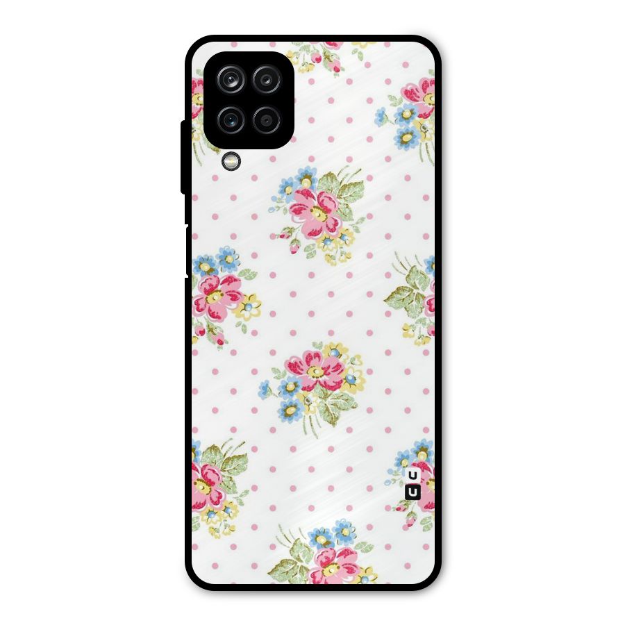 Painted Polka Floral Metal Back Case for Galaxy A12