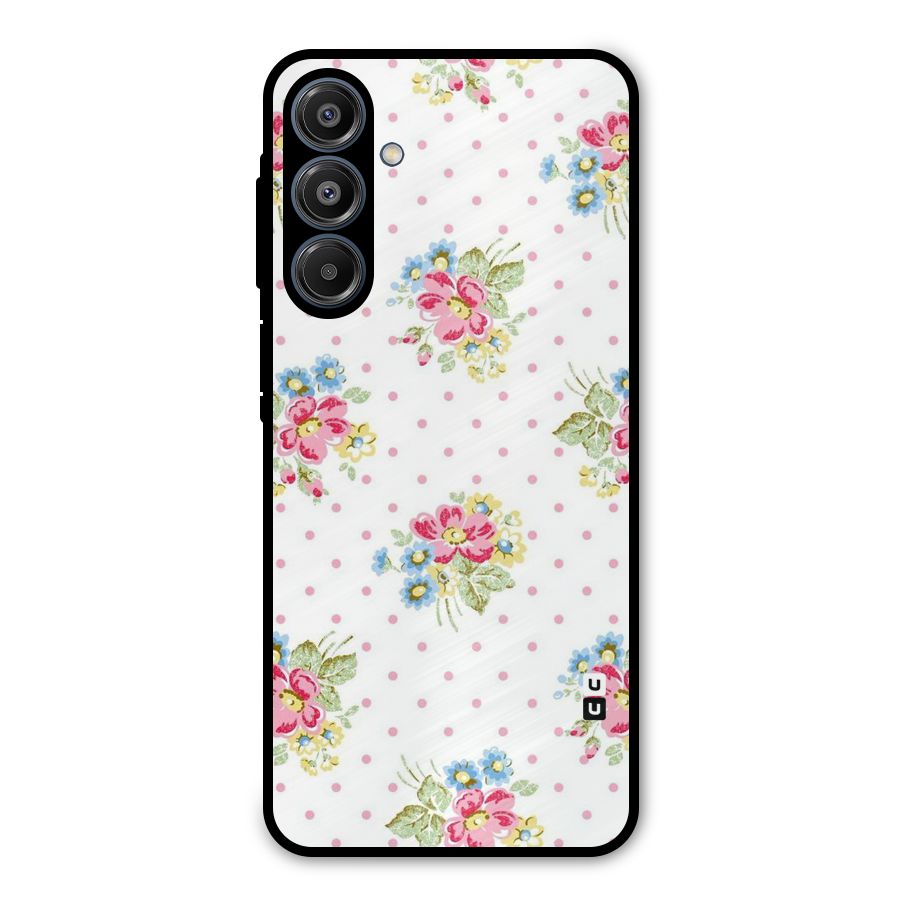 Painted Polka Floral Metal Back Case for Galaxy A16 5G