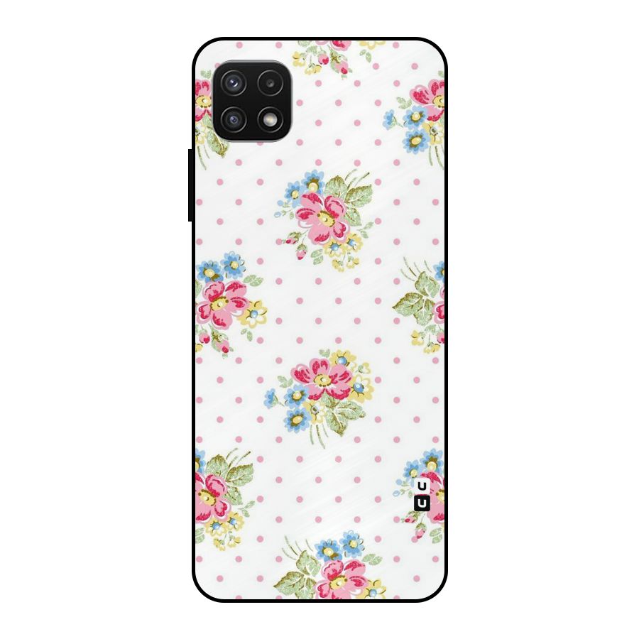 Painted Polka Floral Metal Back Case for Galaxy A22 5G