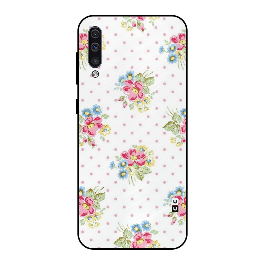 Painted Polka Floral Metal Back Case for Galaxy A30s