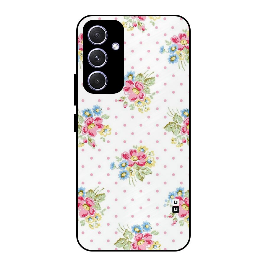 Painted Polka Floral Metal Back Case for Galaxy A54