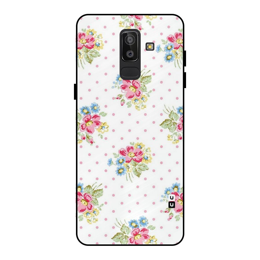 Painted Polka Floral Metal Back Case for Galaxy J8