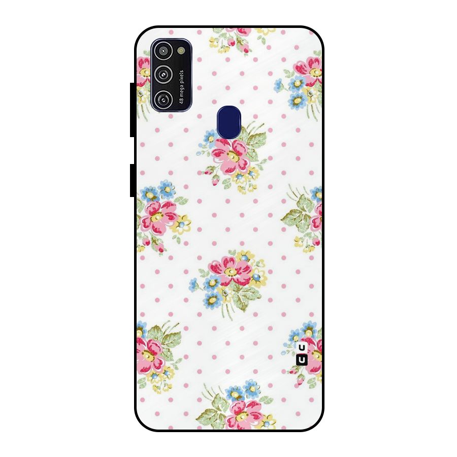 Painted Polka Floral Metal Back Case for Galaxy M30s