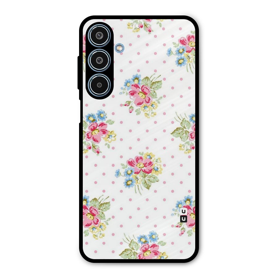 Painted Polka Floral Metal Back Case for Galaxy M35